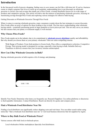 Getting Discounts on Wholesale Groceries Through Pitco Foods