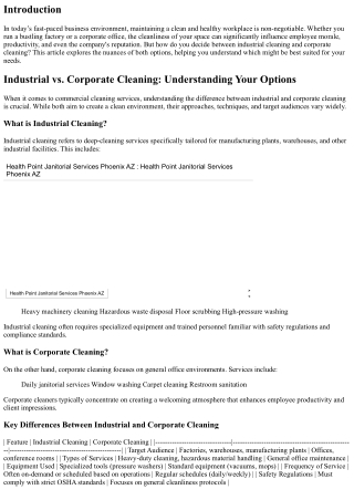 Industrial vs. Corporate Cleaning: Understanding Your Options