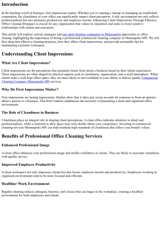 Enhancing Client Impressions Through Effective Office Cleanup Strategies