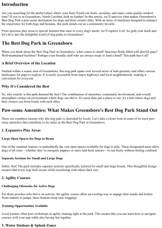 Paw-some Amenities: What Makes Greensboro's Best Dog Park Stand Out