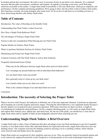 Knowing Solitary Flush Toilets: A Comprehensive Shopping for Tutorial