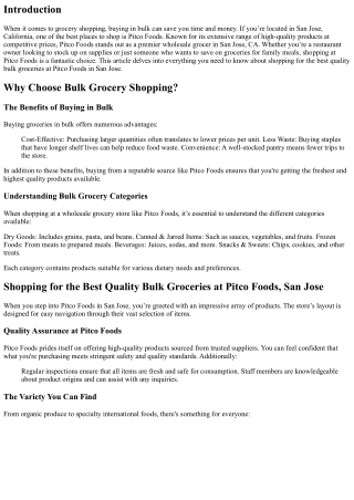 Shopping for the Best Quality Bulk Groceries at Pitco Foods, San Jose
