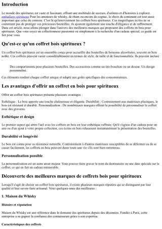 “Découverte des meilleures marques de coffrets bois pour spiritueux”