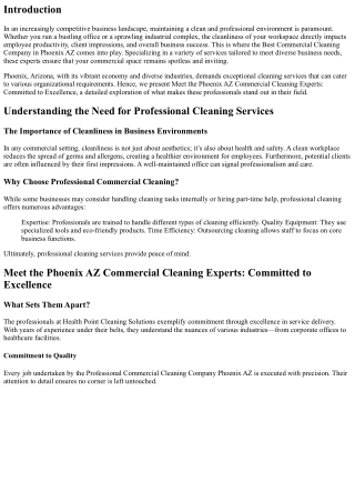 Meet the Phoenix AZ Commercial Cleaning Experts: Committed to Excellence