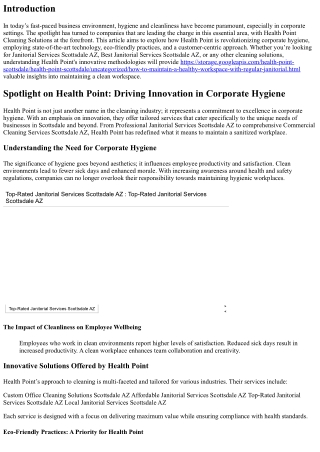 Spotlight on Health Point: Driving Innovation in Corporate Hygiene