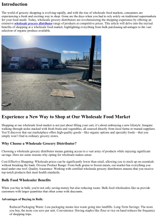 Experience a New Way to Shop at Our Wholesale Food Market