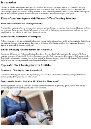 Elevate Your Workspace with Premier Office Cleaning Solutions
