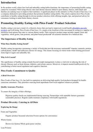 Promoting Healthy Eating with Pitco Foods' Product Selection