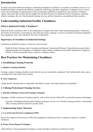 Insights into the Best Practices for Industrial Facility Cleanliness