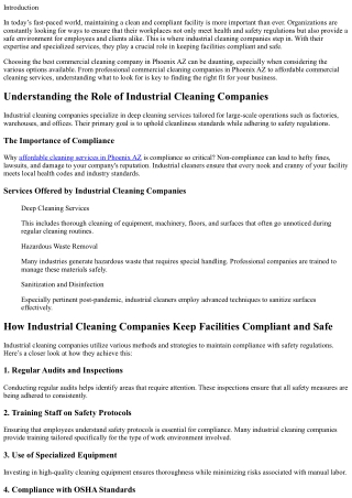 How Industrial Cleaning Companies Keep Facilities Compliant and Safe