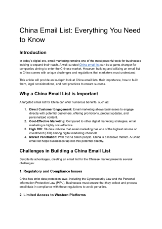 China Email List: Everything You Need to Know