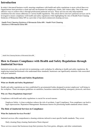 How to Ensure Compliance with Health and Safety Regulations through Janitorial S