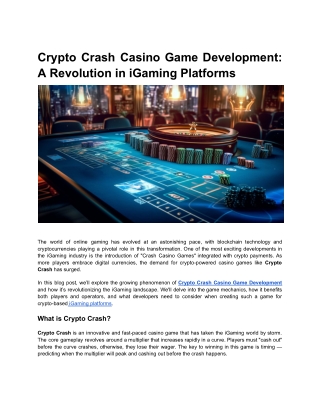 Crypto Crash Casino Game Development_ A Revolution in iGaming Platforms