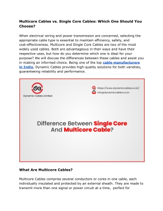 Multicore Cables vs. Single Core Cables_ Which One Should You Choose_