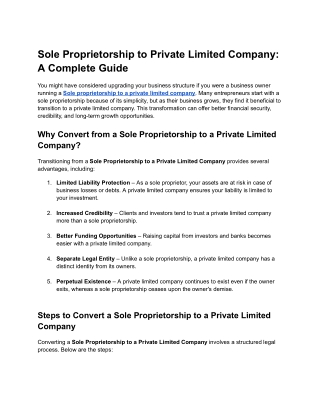 Sole Proprietorship to Private Limited Company_ A Complete Guide