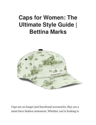 Stylish Caps for Women – Bettina Marks