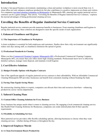 Unveiling the Benefits of Regular Janitorial Service Contracts