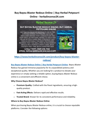 Buy Bayou Blaster Redoux Online Buy Herbal Potpourri Online - herbalincense24