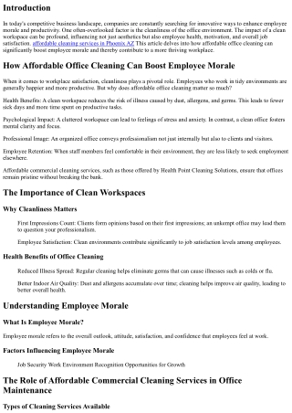 How Affordable Office Cleaning Can Boost Employee Morale