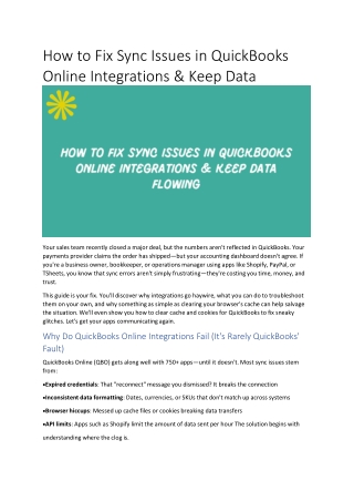 How to Fix Sync Issues in QuickBooks Online Integrations & Keep Data Flowing