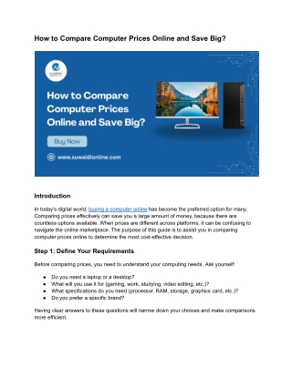 How to Compare Computer Prices Online and Save Big_