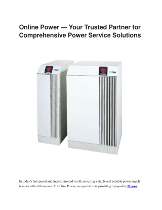 Online Power - Power Quality Solutions & Emergency Lighting Inverters