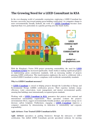 The Growing Need for a LEED Consultant in KSA