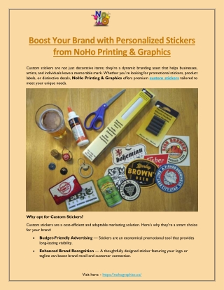 Boost Your Brand with Personalized Stickers from NoHo Printing & Graphics