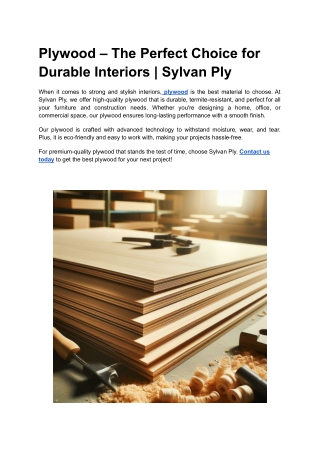Plywood – The Perfect Choice for Durable Interiors _ Sylvan Ply