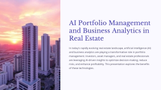 AI Portfolio Management and Business Analytics in Real Estate
