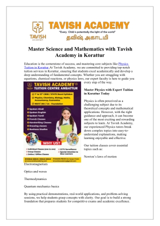 Achieve Maths Success with Tuition in Korattur Now