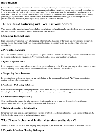 The Benefits of Partnering with Local Janitorial Services
