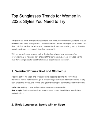 Top Sunglasses Trends for Women in 2025_ Styles You Need to Try