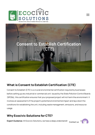 Process of Obtaining CTE (Consent to Establish) in Kolhapur - EcoCivic Solutions