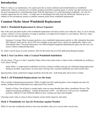 Common Myths About Windshield Replacement Debunked