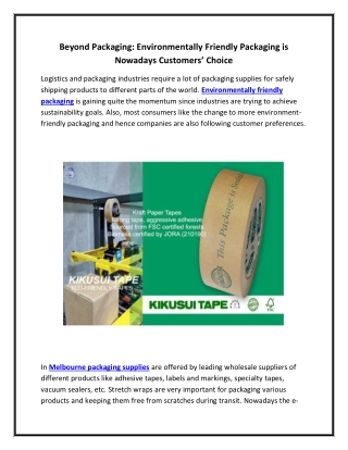 Beyond Packaging Environmentally Friendly Packaging is Nowadays Customers’ Choice
