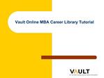 Vault Online MBA Career Library Tutorial
