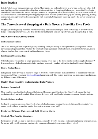 The Convenience of Shopping at a Bulk Grocery Store like Pitco Foods