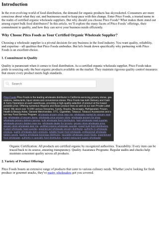 Why Choose Pitco Foods as Your Certified Organic Wholesale Supplier?