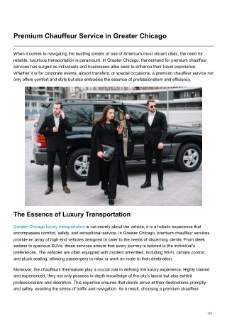 Premium Chauffeur Service in GreaterChicago
