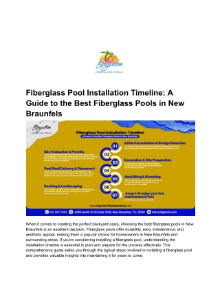 Fiberglass Pool Installation Timeline- A Guide to the Best Fiberglass Pools in New Braunfels