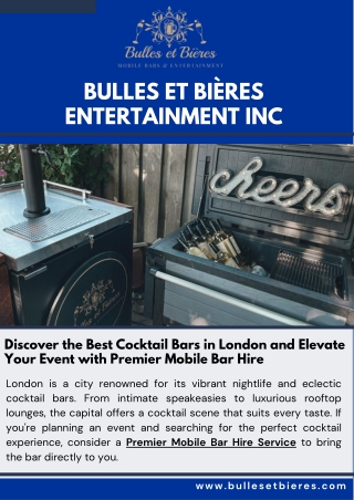 Discover the Best Cocktail Bars in London and Elevate Your Event with Premier Mobile Bar Hire