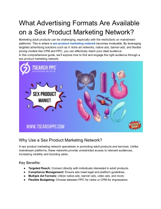 What Advertising Formats Are Available on a Sex Product Marketing Network_