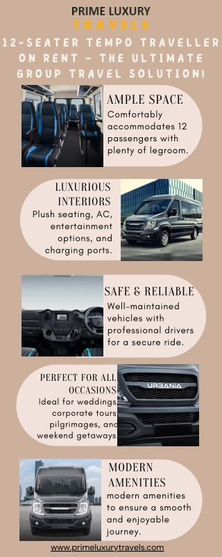 12-Seater Tempo Traveller on Rent – The Ultimate Group Travel Solution!