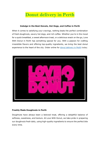Donut delivery in Perth