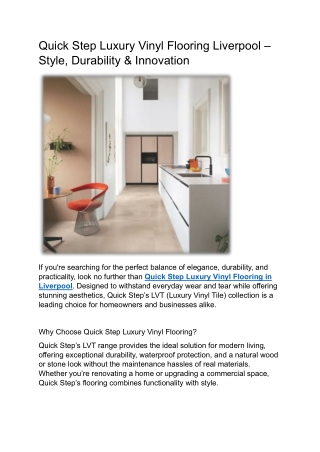 Quick Step Luxury Vinyl Flooring Liverpool