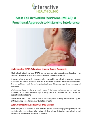 Mast Cell Activation Syndrome (MCAS) A Functional Approach to Histamine Intolerance