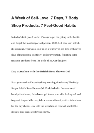 A Week of Self Love with 7 Body Shop Products