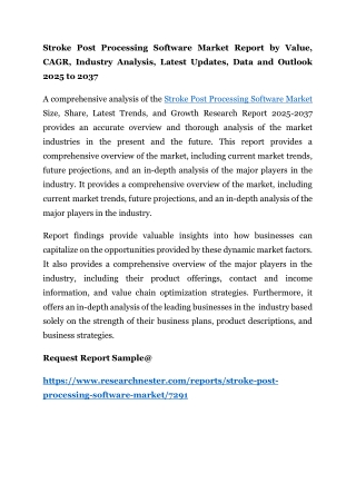 Stroke Post Processing Software Market Report by Value, CAGR, Industry Analysis
