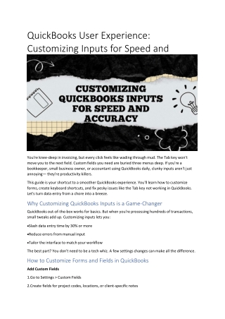 QuickBooks User Experience: Customizing Inputs for Speed and Accuracy